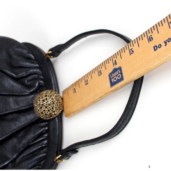 TRUE VINTAGE CLASSIC SOFT BLACK GENUINE LEATHER FRAME SATCHEL HANDBAG PURSE - Picture 13 of 13